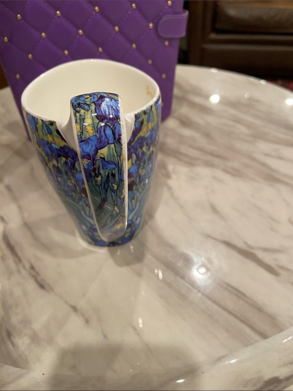 Iris Floral Porcelain Coffee Mug — Blue Design